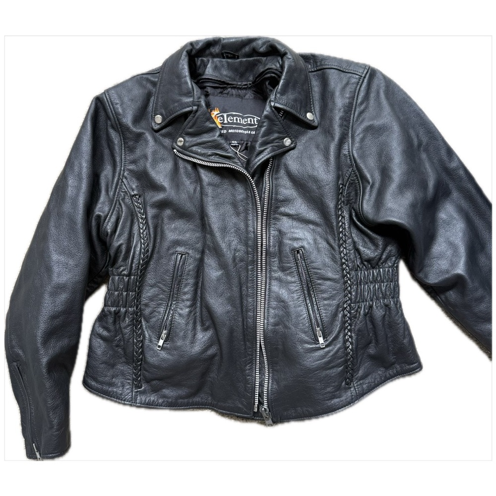 Women’s Black Genuine Leather Moto Jacket 4XL – Oversized Biker Motorcycle Style - Picture 5 of 13